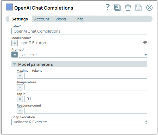 OpenAI Chat Completions Snap Configuration