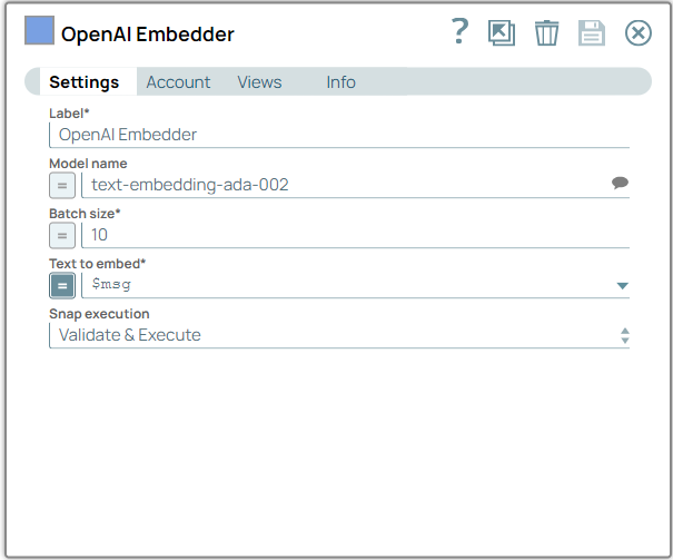 OpenAI Embedder Snap Configuration