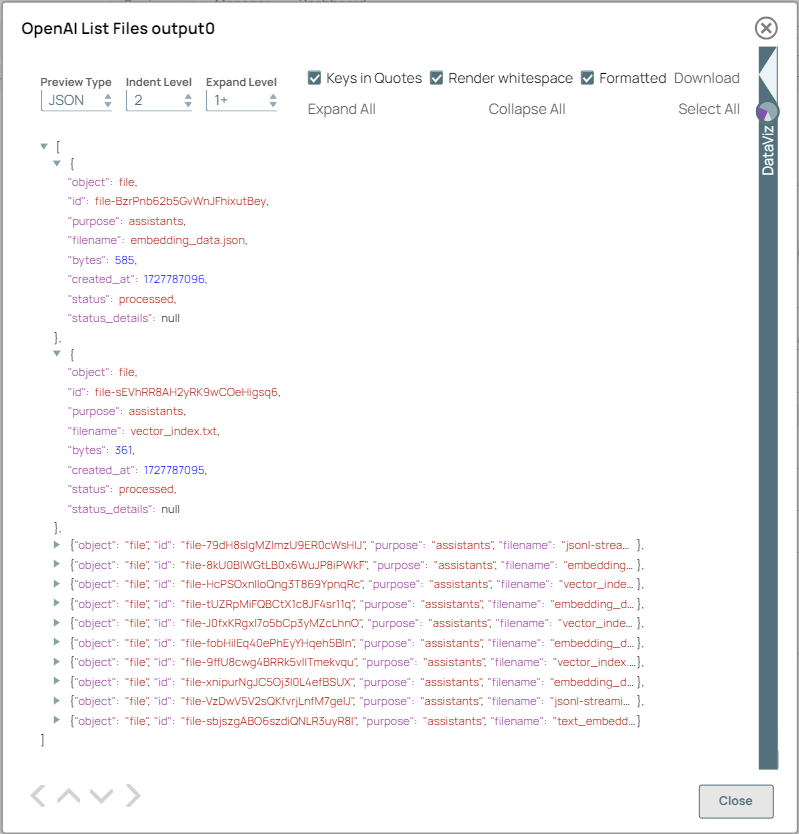 OpenAI List Files Snap Output