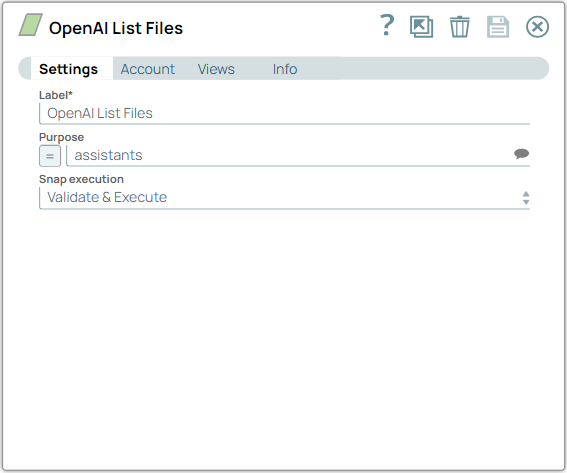 OpenAI List Files Snap configuration