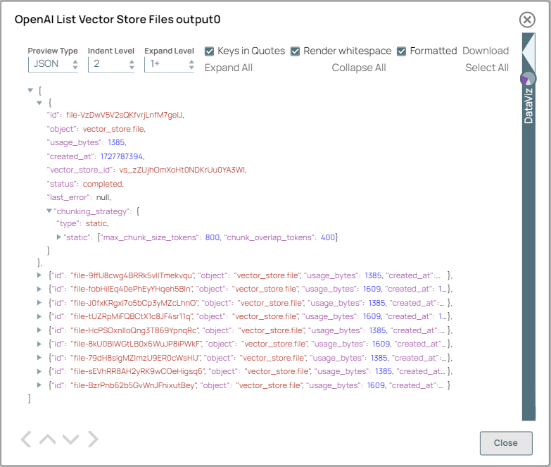 OpenAI List Vector Store Files Snap Output
