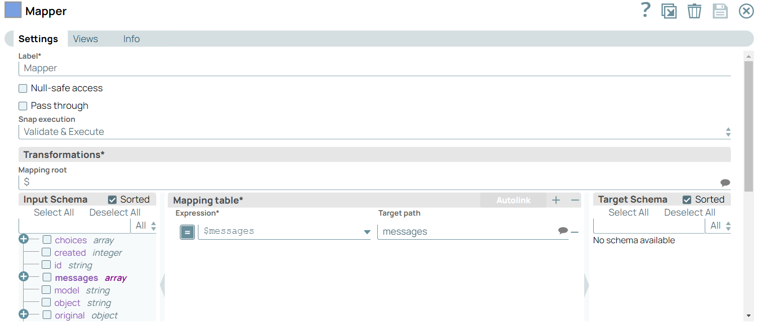 Mapper Snap Configuration