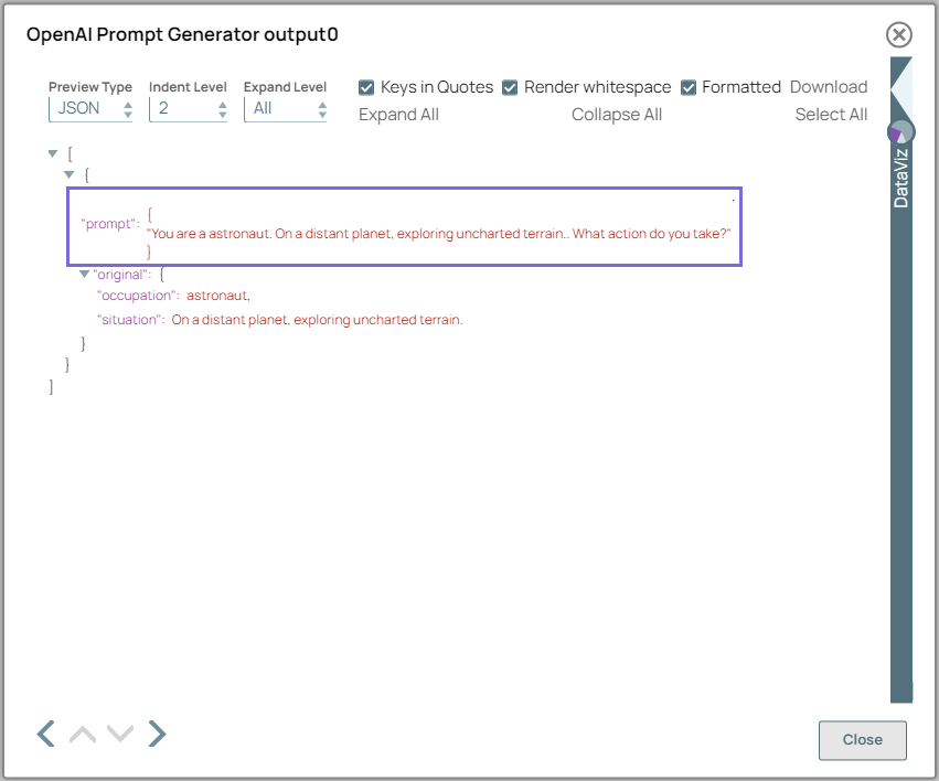 OpenAI Prompt Generator Snap Output