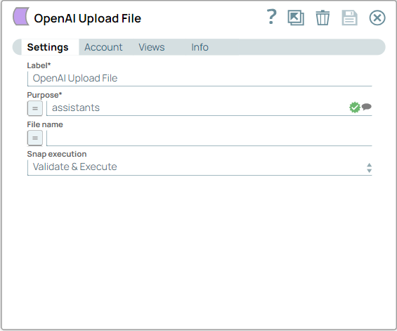 OpenAI Upload File Snap Configuration