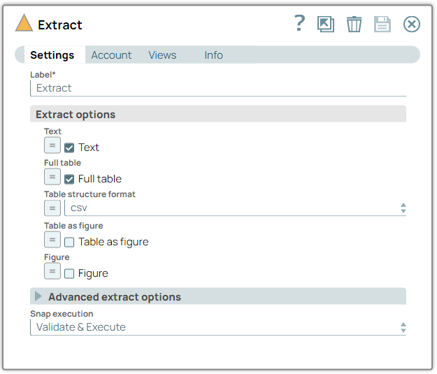 Extract Snap configuration