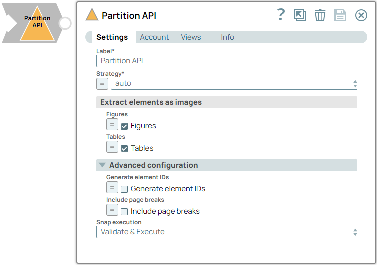 Partition API Snap Settings