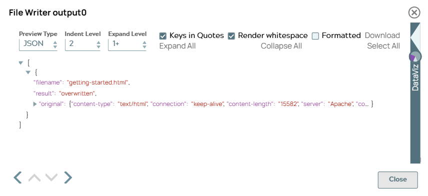 File Writer Snap output