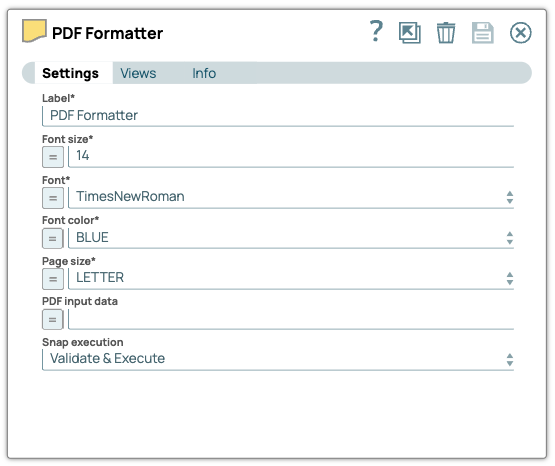 PDF Formatter Snap Configuration