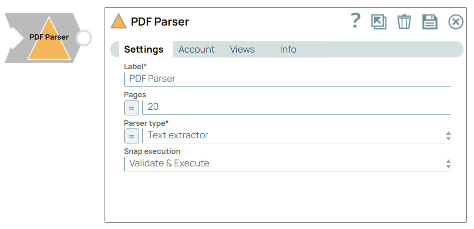 PDF Parser Snap Settings