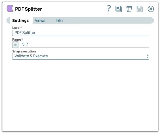 PDF Splitter Snap Configuration