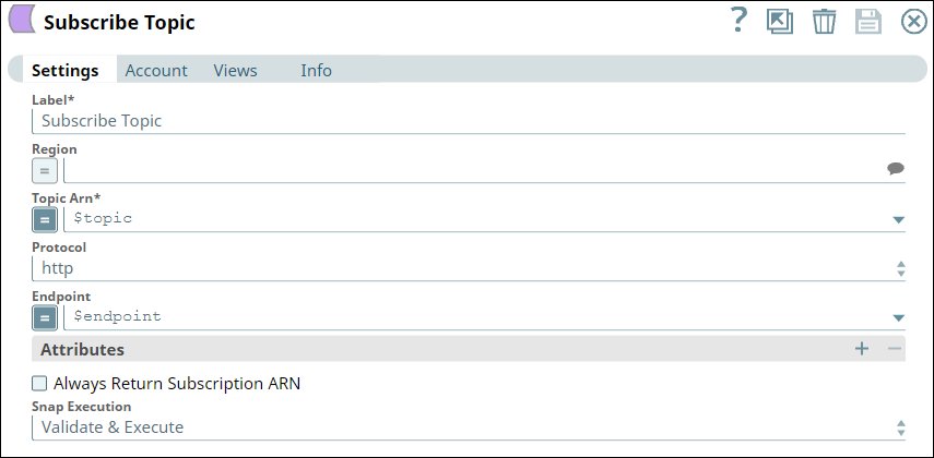 Amazon SNS - Subscribe Topic Snap