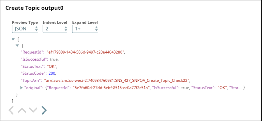 Create Topic Snap output