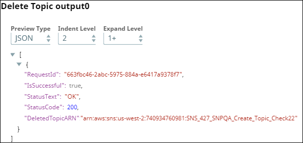Delete Topic Snap output