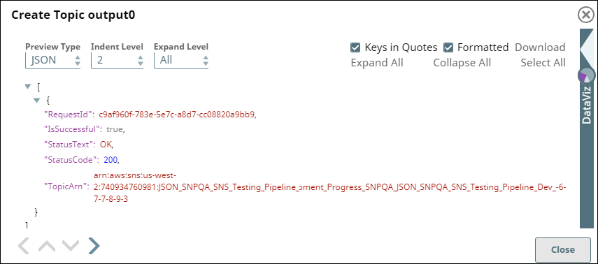 Create Topic Output