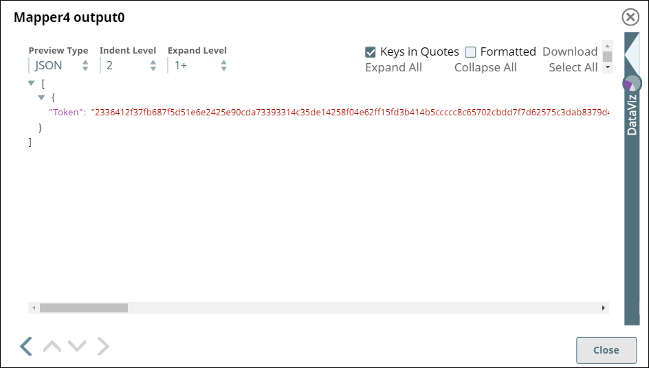 Mapper Token Selection Output