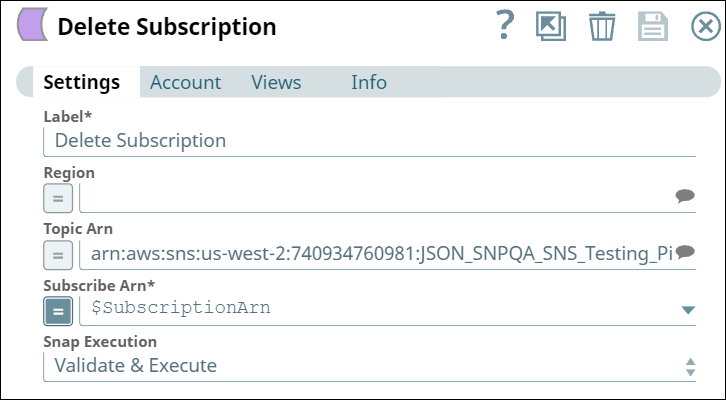 Delete Subscription Snap Settings