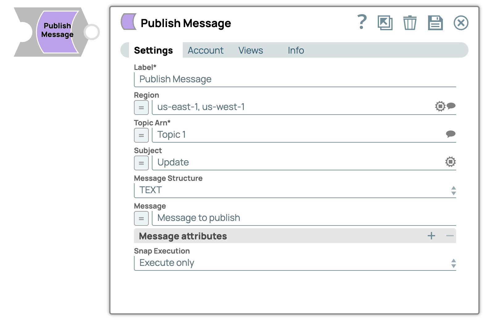 Amazon SNS - Publish Message Snap