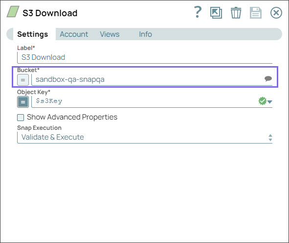 S3 Download Snap Settings