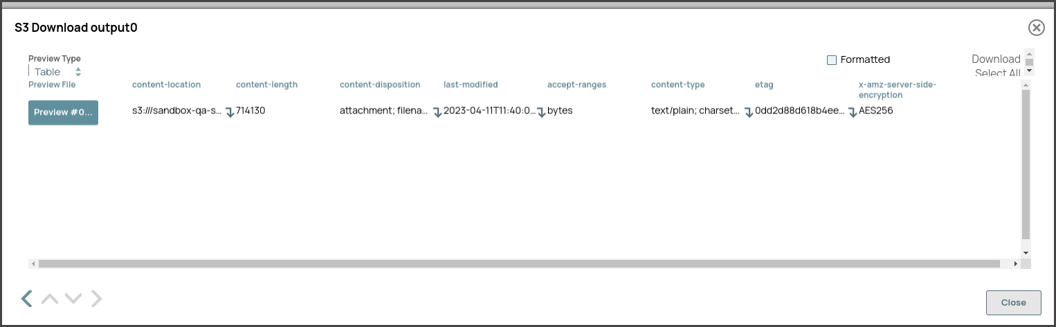 S3 Download Snap output