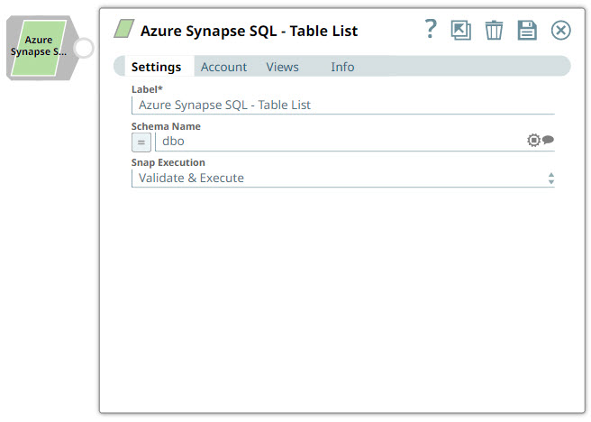 Azure Synapse SQL Table List Snap Overview