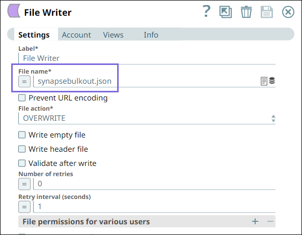File Writer Configuration