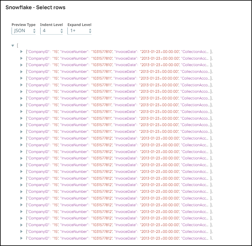 Snowflake Select Output