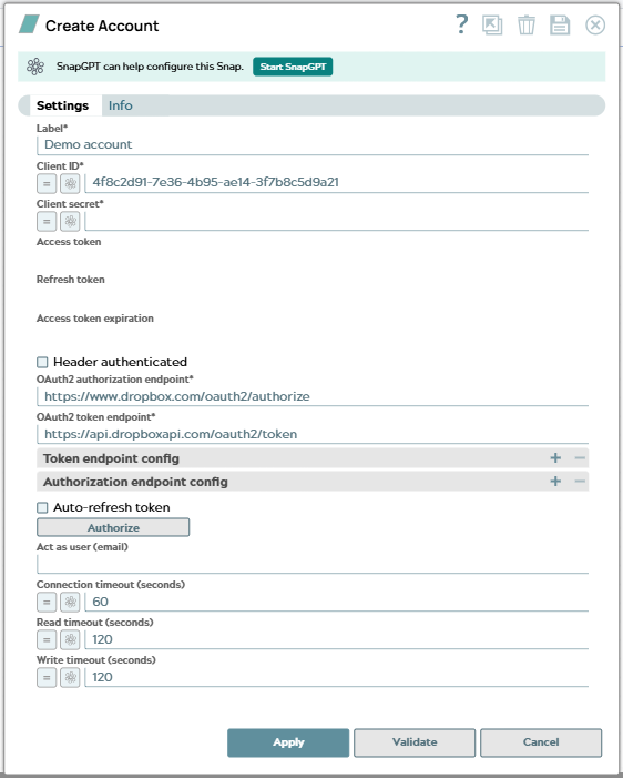 Dropbox Team Account settings