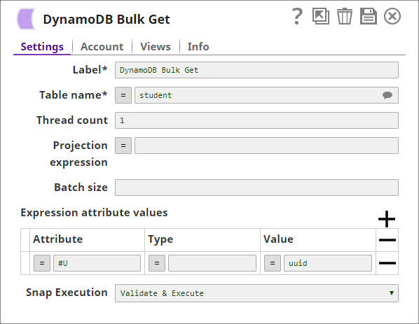 DynamoDB Bulk Get Snap configuration
