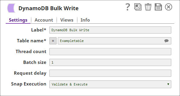 DynamoDB Bulk Write Snap configuration