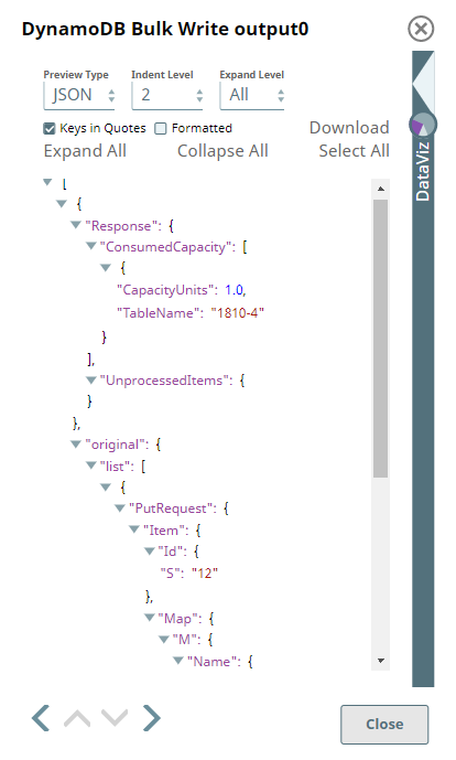 Output preview with mappings