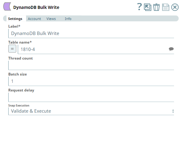 DynamoDB Bulk Write table configuration