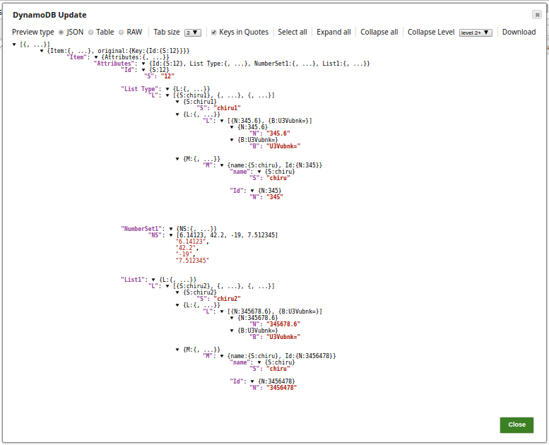 Set types output preview
