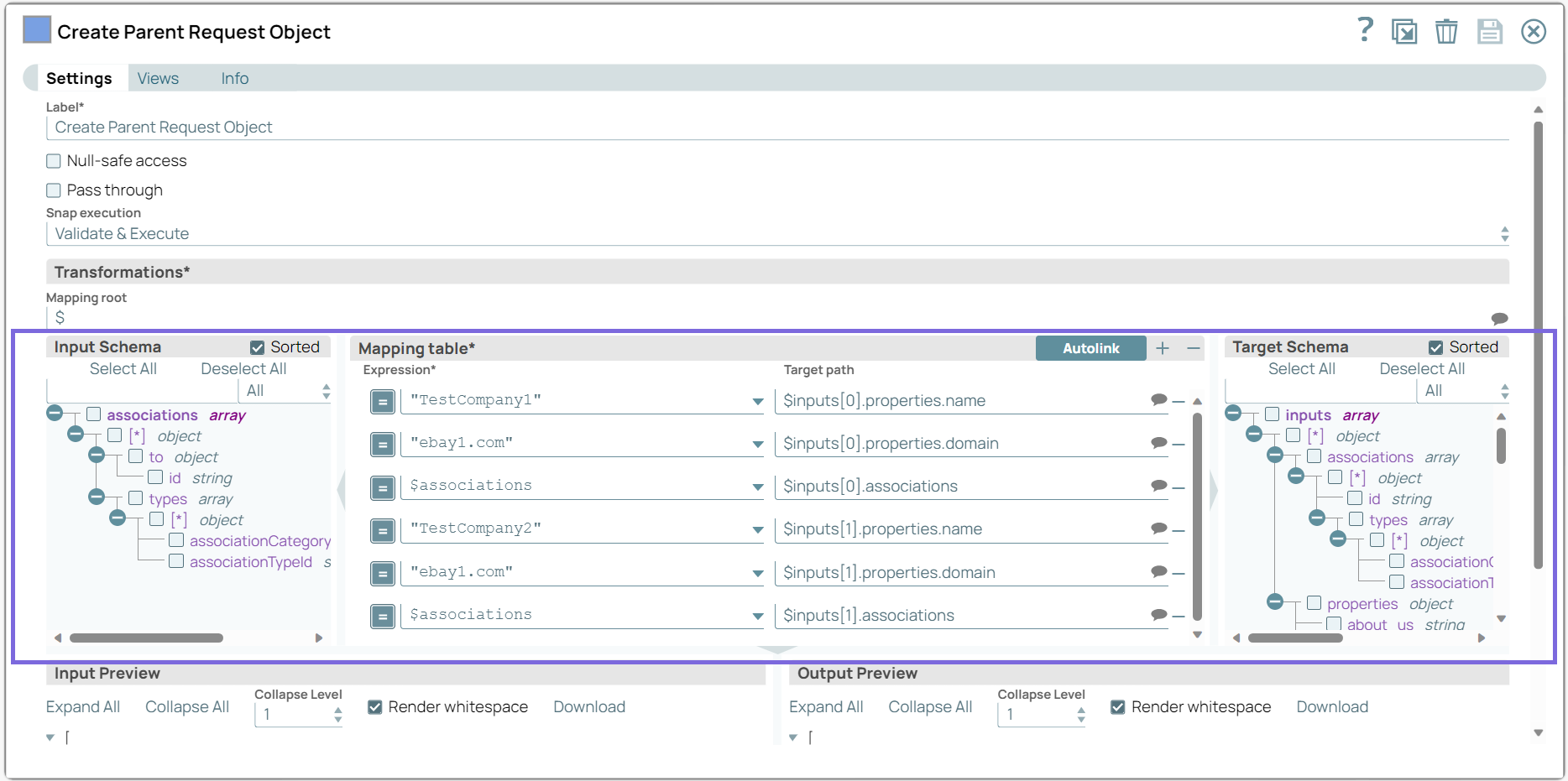 Mapper Snap configuration
