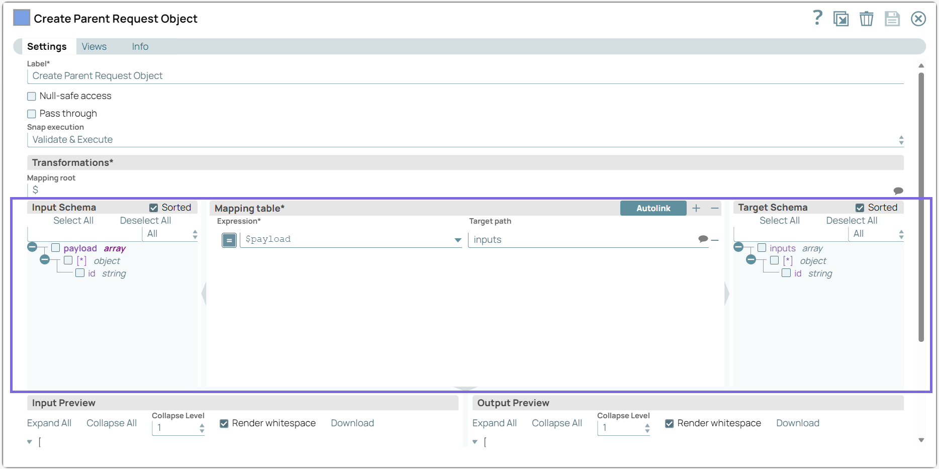 Mapper Snap configuration