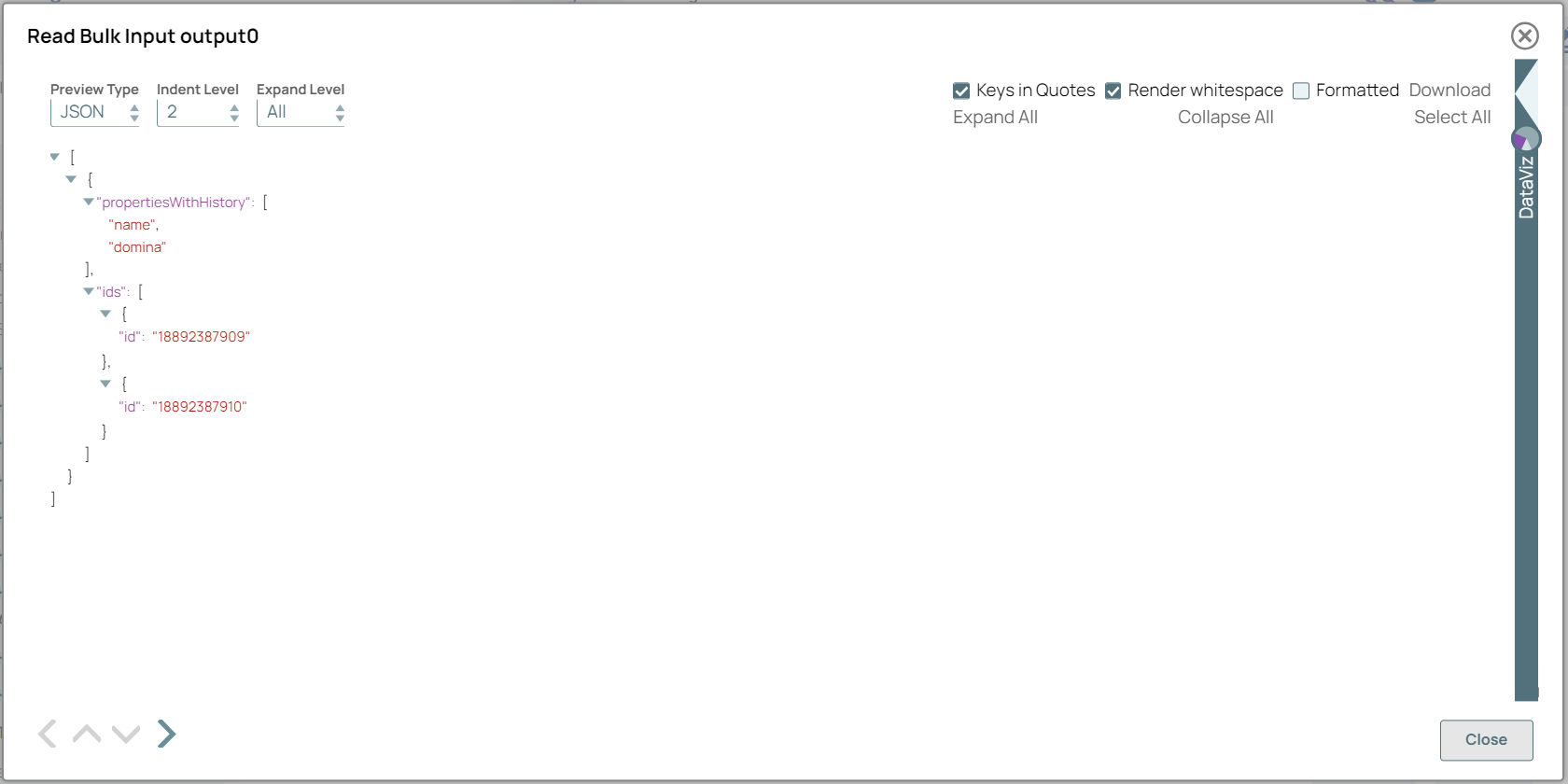 JSON Generator output