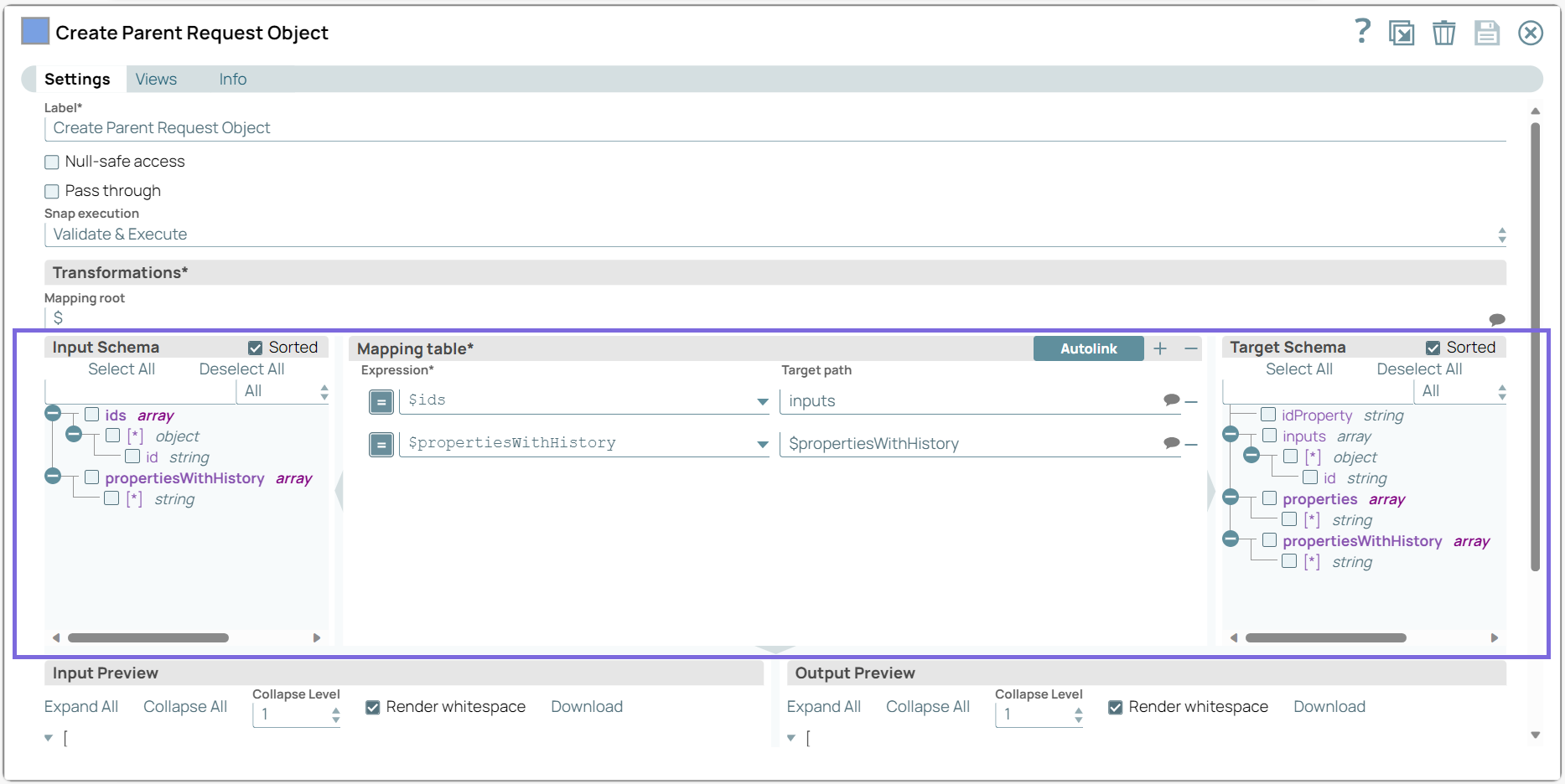 Mapper Snap configuration