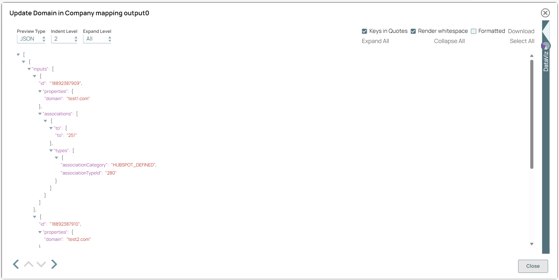 Mapper Snap output
