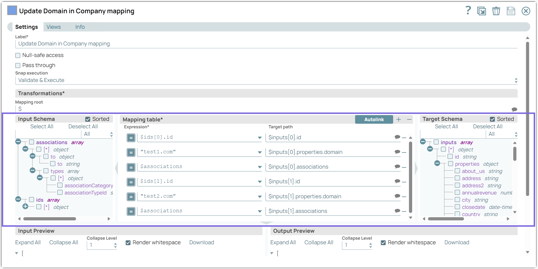 Mapper Snap configuration