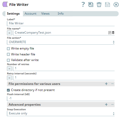 File Writer Snap configuration