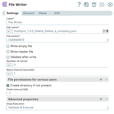 File Writer Snap configuration