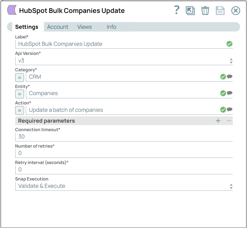 HubSpot Bulk Update Snap configuration