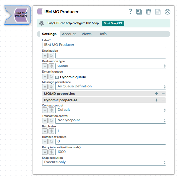IBM MQ Producer Snap