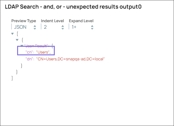 Output showing only Users entry