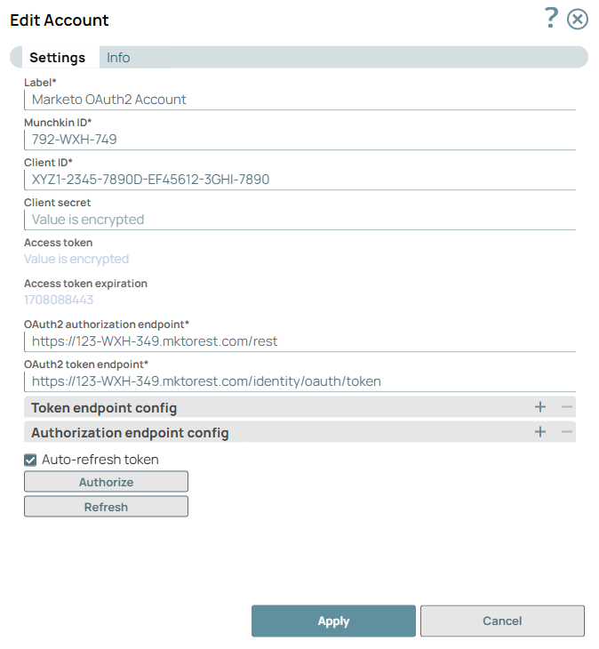 Marketo OAuth2 Account