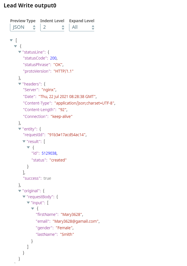 Lead Write Snap output