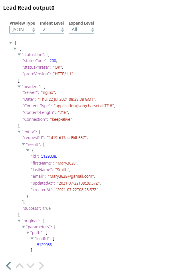 Lead Read Snap output