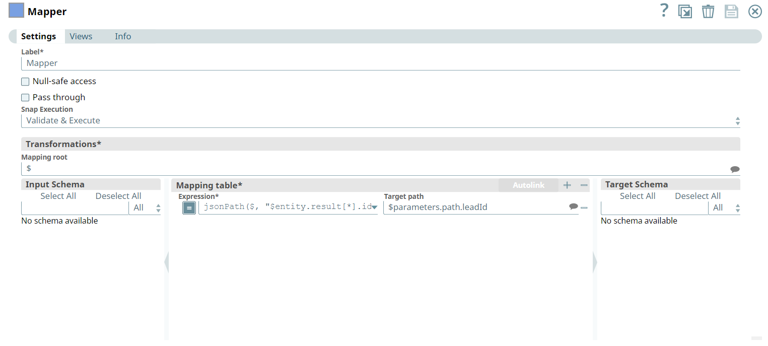 Mapper Snap configuration for Lead ID