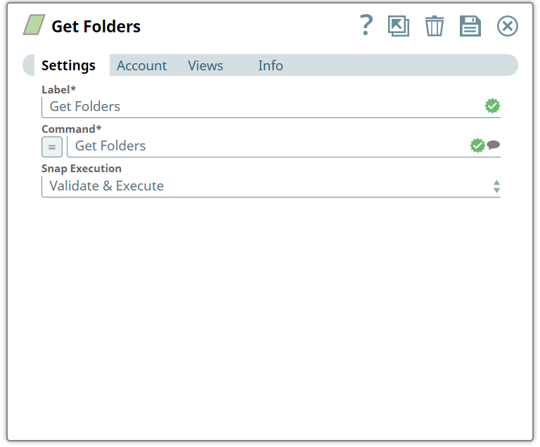 Asset Read Snap input for Get Folders