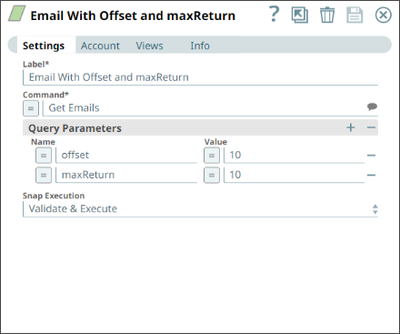 Asset Read configuration with offset and maxReturn values