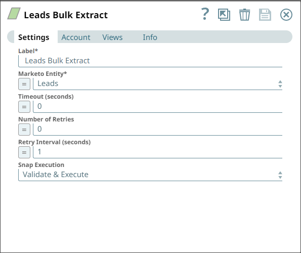 Bulk Extract Snap with Leads entity